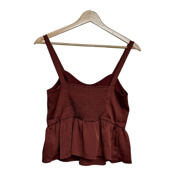 Express Womens Size S Sleeveless Peplum Tank Top Brown Sweetheart Neck NWOT - Picture 2 of 6